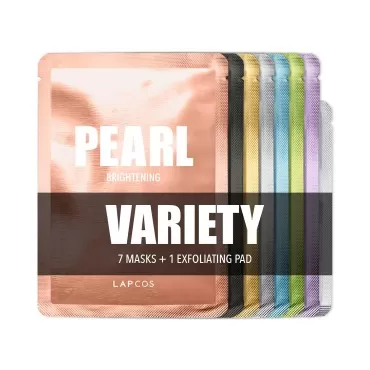 LAPCOS Daily Sheet Mask Variety Pack 7+1 (Version 1) Daily Face Masks - Hydrate, Clarify, Nourish, Brighten, Exfoliate & Renew Skin, Korean Beauty Favorite (8 pack)