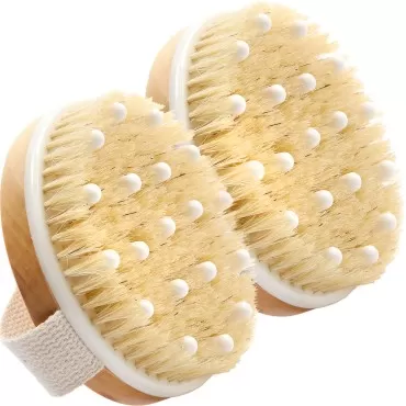 Dry Brushing Body Brush (2 Pack, Reduce Cellulite)...