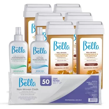 Depil Bella Roll-On Chamomile and Calendula Depilatory Wax | Body Waxing, Hair Removal Wax-Cartridge | For Men and Women | Home Self Waxing | Sensitive Skin | Dermatologically Tested | Painless (6 PACK+ ADD)