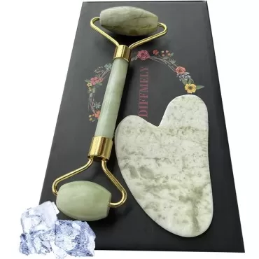 DIFFMELY Jade Roller GuaSha Skincare - Gua sha tools, Face Ice Rollers, Skin care gift
