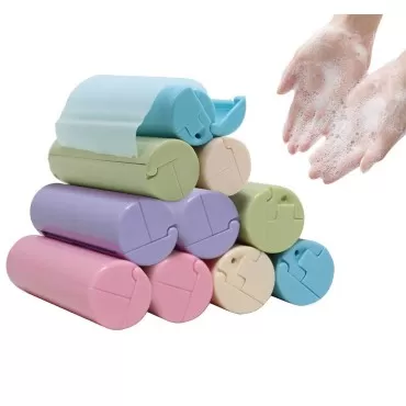 Exasinine 10 Rolls Portable Soap Sheets Disposable Hand Washing Paper Soap Sheets for Travel, Outdoor, Classes and Work
