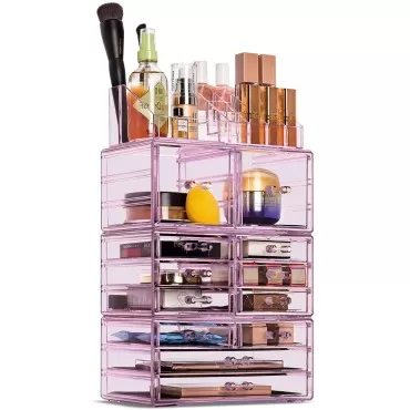 Sorbus Large Makeup Organizer - Clear Stackable Je...