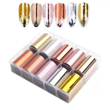 10 Sheets Holographic Nail Art Foil Transfer Stick...