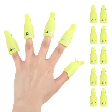 (yellow) 10Pcs Plastic Acrylic Nail Art Soak Off C...