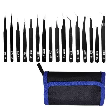 16 Pcs Sharp Precision Tweezers Set,Including 16 T...