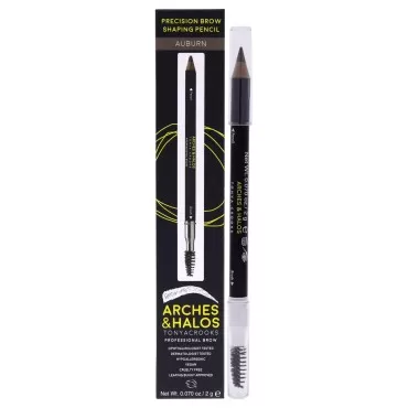 Arches & Halos Precision Brow Shaping Pencil - Dual Ended Wood Pencil - Buildable, Pigmented, Precise Brow Color - Vegan and Cruelty Free Makeup - Auburn - 0.070 oz