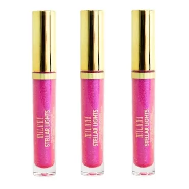 Pack of 3 Milani Stellar Lights Holographic Lip Gloss, Fluorescent Fuchsia 05