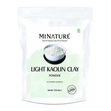 Light kaolin clay powder by mi nature | 227g (8oz) (0.5 lb) | Facial clay mask| Natural exfoliator | Clear skin | Evens Out Your Skin Tone| White Kaolin | Kaolin Clay