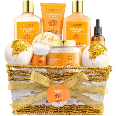 Christmas Gift Basket for Women - 10 Pc Almond Mil...