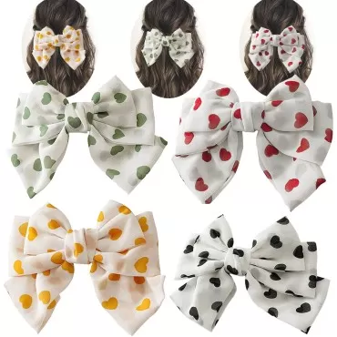 Yusier 4 PCS Large Chiffon Bow Barrettes French Fl...