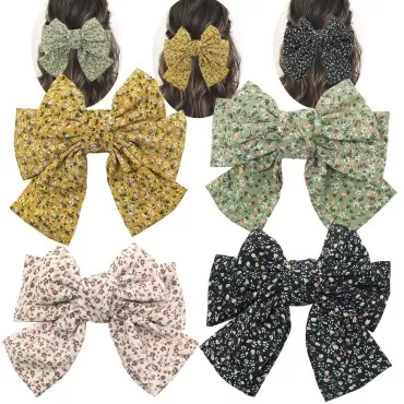 Yusier 4 PCS Large Chiffon Bow Barrettes French Fl...