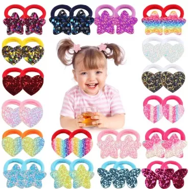 36 Pcs Glitter Hair Ties for Baby Girls Elastic Ru...