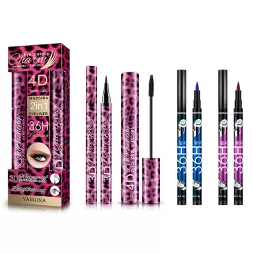 YANQINA 4D Silk Fiber Mascara with 3 color eyeline...