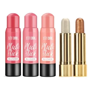 KWOLYKIM 5 Colors Blush Sticks for Cheeks and Lips, Professional Makeup Blush, Cream Blush, Highlighter&Trimming Rouge Pen