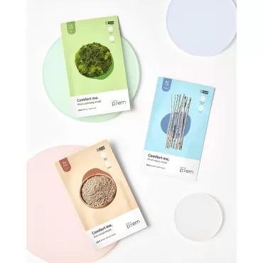 make prem Vegan Sheet Mask Set, Mix 1 of each (Moss Calming, Birch Aqua, Oat Moist) pH Balanced Korean Hydrating Calming Nourishing Moisture Facial Mask Skin Care Fragrance Free, 25ml, 28ml, 30ml