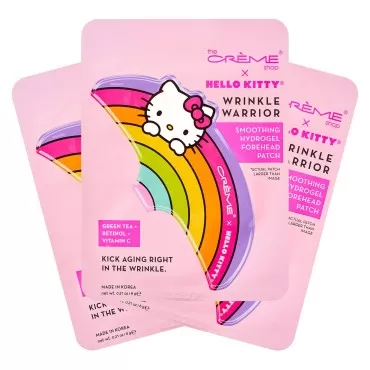 The Crème Shop x Hello Kitty Hydrogel Forehead Mask, Anti-Wrinkle Mask with Retinol, Green Tea and Vitamin C, Forehead Wrinkle Patch, Anti-Aging Treatment, Hydrogel Pad for Wrinkle Relief (3-Pack)