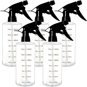 Youngever 5 Pack 16 Ounce Empty Plastic Spray Bottles, Spray Bottles for Hair and Cleaning Solutions (Black Sprayer)