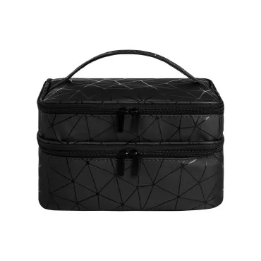 KGMCARE Double-Layers Nail Polish Organizers and Storage, Geometric PU Leather Carrying Case for Fingernail polish, Nail Varnish and Manicure Sets - Holds up to 30 Bottles?15ml?with Detachable Divider