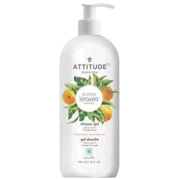 ATTITUDE Body Wash, EWG Verified, Plant- and Mineral-based Ingredients, Vegan and Cruelty-free Beauty and Personal Care Products, Orange Leaves, 32 Fl Oz, Packaging may vary