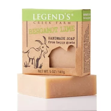 Legend's Creek Farm Goat Milk Soap, Moisturizing Cleansing Bar for Hands and Body, Creamy Lather and Nourishing, Gentle For Sensitive Skin, Handmade in USA (Bergamot Lime, Single)