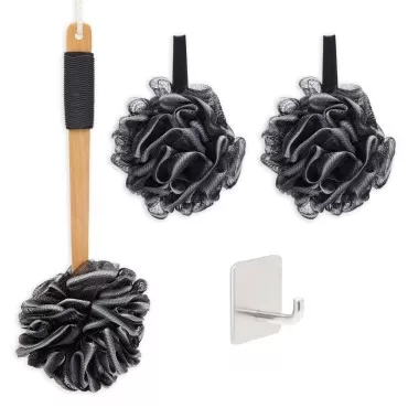 Loofah Bath Set with 1 Loofah on A Stick, 2 Sponge...