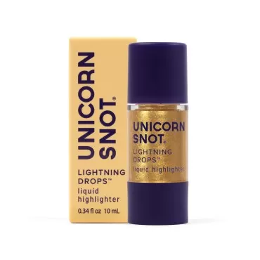 Unicorn Snot Liquid Highlighter Lightning Drops: Buildable Highlighter Makeup for Face and Body, Stocking Stuffers, Christmas Glitter Makeup - Liquid Illuminator, Cruelty-Free (Gold/Goddess)