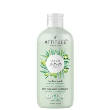ATTITUDE Bubble Bath, EWG Verified, Plant and Mineral-Based, Dermatologically Tested, Vegan Body Care Products, Olive Leaves, 16 Fl Oz