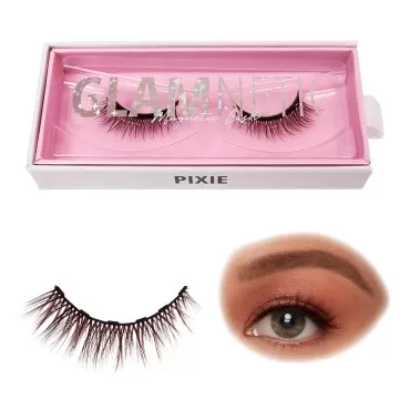 Glamnetic Magnetic Eyelashes - Pixie | Brown Lashes Short Magnetic Lashes, 60 Wears Reusable Natural Eyelashes Cat Eye flared Natural Look, Brown Eyelash - 1 Pair