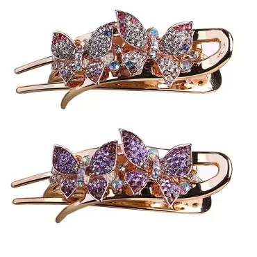 Yusier 2PCS Butterfly Style Rhinestone Hair Clip D...