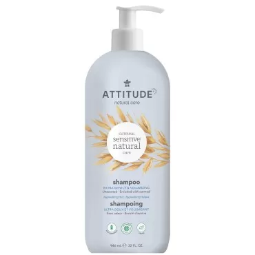 ATTITUDE Extra Gentle and Volumizing Shampoo for Sensitive Skin Enriched with Oat, EWG Verified, Hypoallergenic, Vegan and Cruelty-free, Unscented, 32 Fl Oz