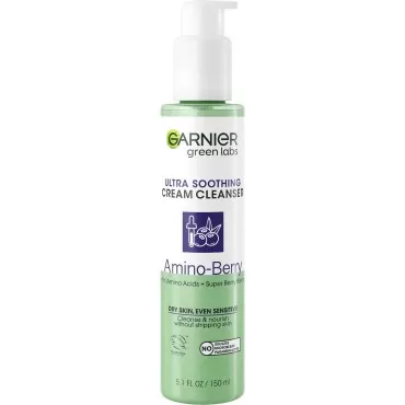 Garnier Green Labs Amino-Berry Soft Gentle Facial Cream Cleanser Hydrates and Soothes Skin, 5.07 fl oz