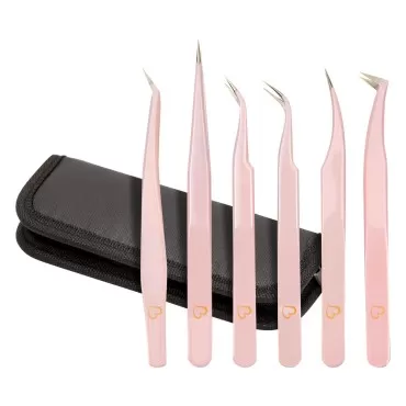 6-Piece Precision Tweezer Set for Eyelash Extensio...