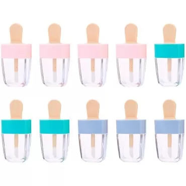 FZBNSRKO 10 Pcs Empty Lip Gloss Containers Ice Cream Shaped Lip Gloss Tubes Refillable Lip Balm Tube Bottles for DIY Cosmetics(Mixed color,8ml)