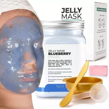 BRÜUN Jelly Mask Jar Blueberry Burst Peel-Off Face Care Rubber Mask - A 23 fl oz Skin Care Moisturizing Gel Mask Jar Spa Set for Men, Women and Adults on Formal Gatherings and Events