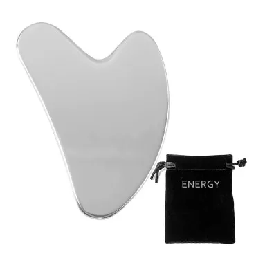 ENERGY Stainless Steel Gua Sha Tool with Travel Pouch Guasha Board Facial Tool for SPA Acupuncture Therapy Trigger Point Treatment, Gua Sha Scraping Massage Tool