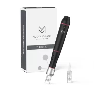 Microneedling Pen Professional K7 Wireless Skin Care Tool Pen for Face Derma and Body Electric Black Standard kit w/ 2 pcs Tips