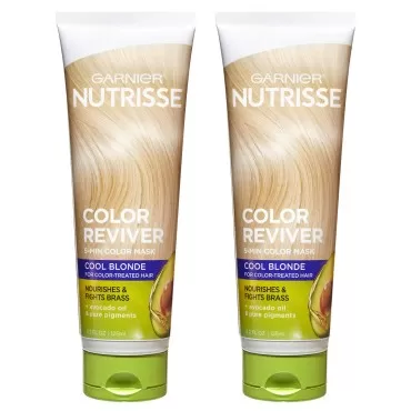 Garnier Hair Color Nutrisse Color Reviver 5 MIN Color Mask, Cool Blonde for Color Treated Hair to Nourish & Fights Brass (For Cool and Ash Blondes), 4.2 Fl Oz, 2 Count (Packaging May Vary)