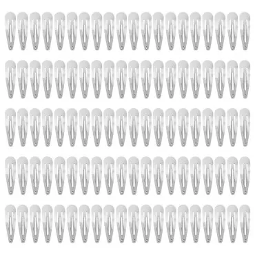 100 Pack 6 CM Silver Blank Snap Metal Hair Clips 2...