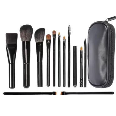 MAGITOCH 12 Professional grade quality brushes Eye Shadow Makeup Brush Pouch Set - Angled Precision Define Brushes Eyeliner Blending Definer Professional concealer shading crease Travel Set Kit with Travel Case Bag (Black)