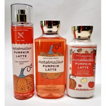 Bath & Body Works Marshmallow Pumpkin Latte 3 pc B...