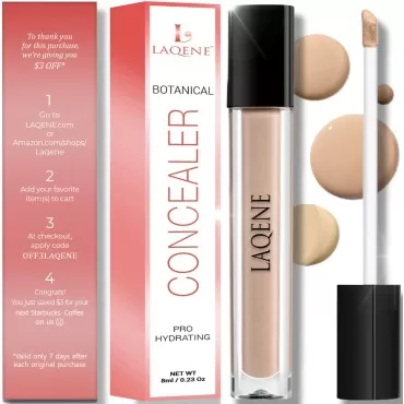 LAQENE Luxury Line: Concealer For Flawless Silky Smooth Full Coverage - Hydrating, Ultra Light, Long Wearing Lasting, For Dark Circles Blemishes - Natural Ivory - Blendable to Skin Tone