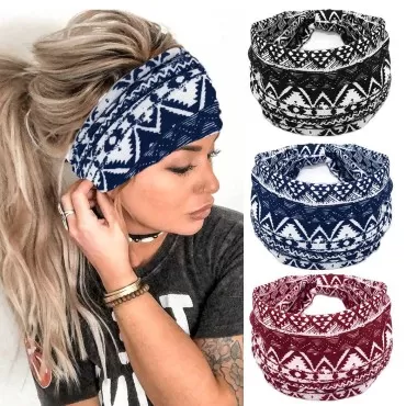 GORTIN Boho Headbands Leopard Hair Bands Knoted Turban Headband Stretch Twist Head Wraps Stripe Cloth Head Bands for Women and Girls 3 Pcs (Exquisite)