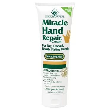 Miracle of Aloe’s Miracle Hand Repair Cream 8 oz Healing Aloe Vera Lotion for Dry, Cracked Hands with 60% Ultra Aloe Gel - Moisturizes, Softens, and Repairs - Non-Greasy, Lightly Scented