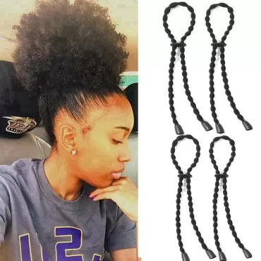 MILAMIYA Afro Puff Drawstring Ponytail Ties Adjustable Length Hairband for Short Kinky Curly Hair Bun Hair Ties for Afro Long Cushioned Headband Ties for Women with Thick, No-Slip Design