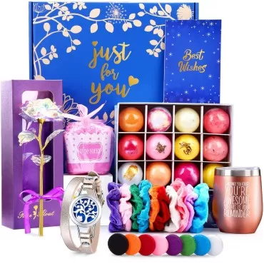 Gifts for Women, Birthday Gifts for Women, Bést Friend Gifts for Women Who Has Everything, Unique Relaxing Spa Gift Basket for Women or Mom, Funny Wine Friendship Birthday Gifts for Friends Female