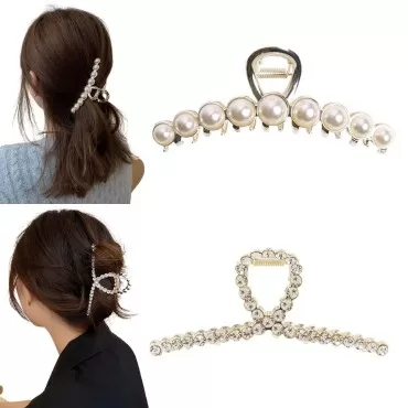 Yusier 2 PCS Metal Rhinestone Imitation Pearl Hair...