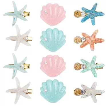 12 Pieces Shell Pearl Starfish Hair Clip Set, Catc...