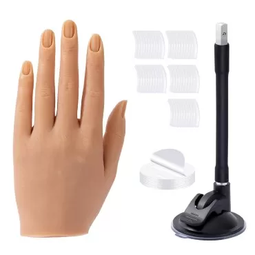 ROMAGIO Practice Hand for Acrylic Nails, Realistic Silicone Nail Practice Hand Mannequin, Flexible Fake Hand Acrylic Nail Kit, Nail Supplies for Nail Art Display Suitable Practice Tools for Manicurists(Left Hand)