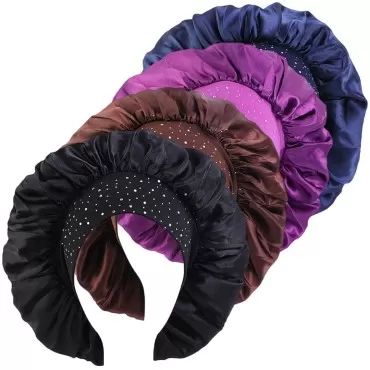 4 Pieces Big Satin Elasticity Comfortable Wide-Bri...