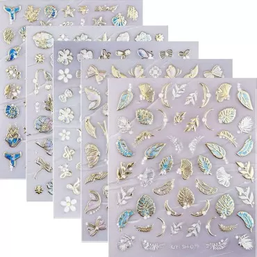 20 Sheet 5D Embossed Nail Art Stickers,Luxury Gold...